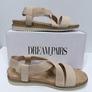 Dream Pairs Women's Nude Comfortable Low Wedge Sandals / Size-7.5